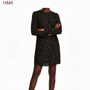 Hu0026M | Dresses | Hm Nwt Black Star Print Long Sleeve Dress | Poshmark